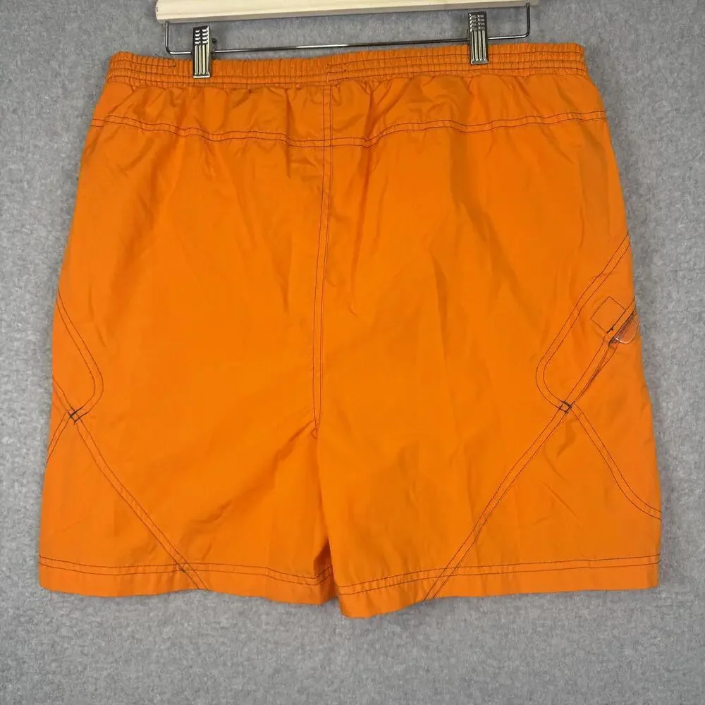 Nike Mens Swim Trunks XL Orange Elastic Drawstring Waist Pockets Mesh Lined